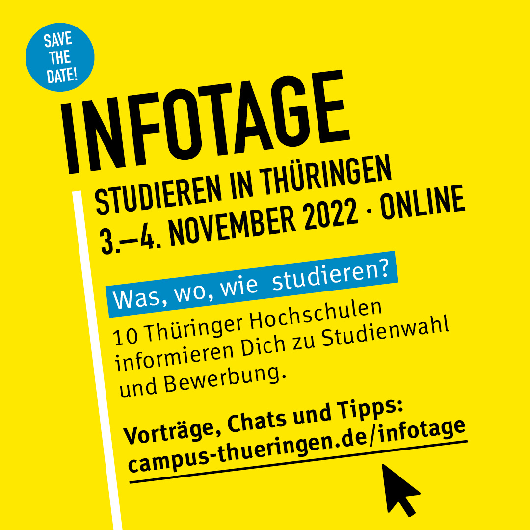 Banner Online Infotage Studieren in Thüringen 3.–4. November 2022